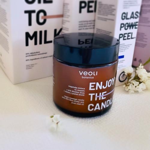 Veoli Botanica Enjoy The Candleness, Wegańska świeca do masażu z 40% masłem Shea i olejem z pestek śliwki - opinie | zdjęcie do recenzji od malgorzata_k_sz