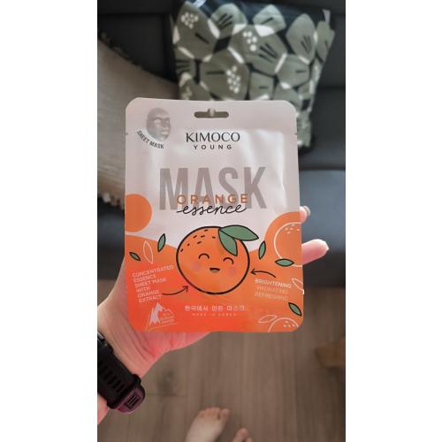 Kimoco Beauty Young, Orange Essence Mask (Rozświetlająca maska w płachcie z ekstraktem z pomarańczy i wodą lodowcową) - opinie | zdjęcie do recenzji od wideopenshut