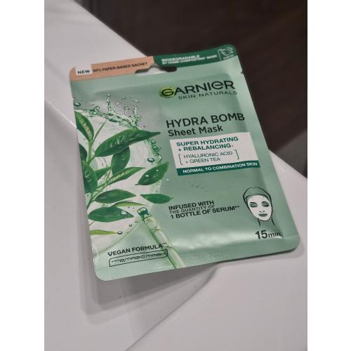 Garnier Hydra Bomb, Sheet Mask Super Hydrating + Rebalancing Hyaluronic Acid + Extract of Green Tea (Nawilżająca maska na tkaninie) - opinie | zdjęcie do recenzji od PannaEwelajna - 1
