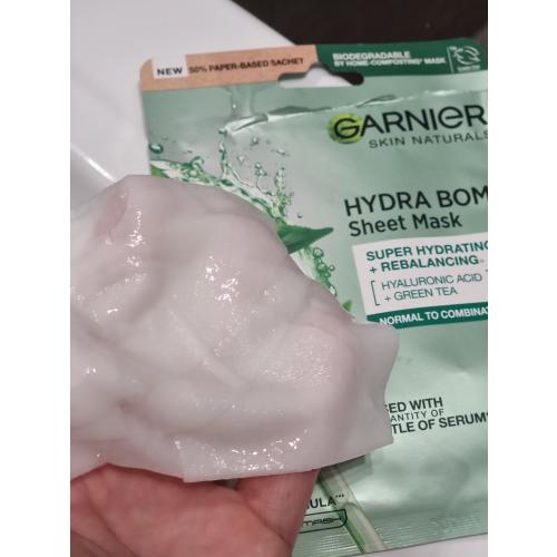 Garnier Hydra Bomb, Sheet Mask Super Hydrating + Rebalancing Hyaluronic Acid + Extract of Green Tea (Nawilżająca maska na tkaninie) - opinie | zdjęcie do recenzji od PannaEwelajna - 2