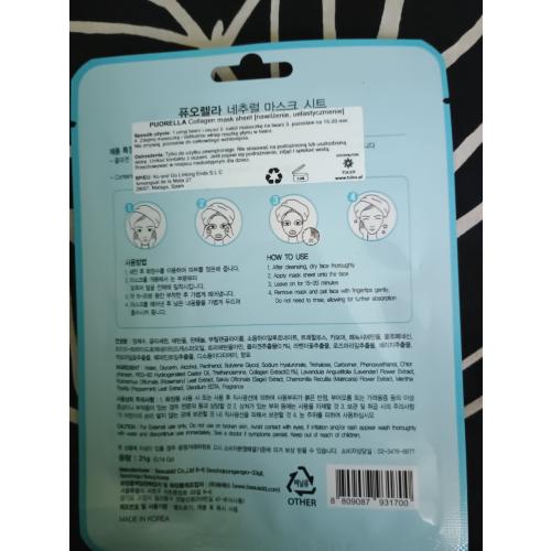 Puorella Collagen Natural Mask Sheet (Odmładzająca maska do twarzy `Kolagen`) - opinie | zdjęcie do recenzji od Owocowysad - 2