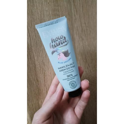 Eveline Cosmetics Holo Hand, Nawilżający krem do rąk z błękitnym holo-pyłkiem `Blue Unicorn ` - opinie | zdjęcie do recenzji od zcosmetica_me