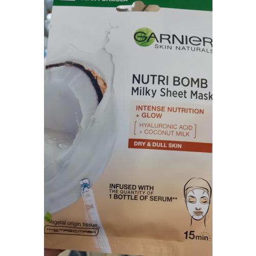 Garnier SkinActive, Nutri Bomb, Milky Tissue Mask (Maska w płachcie z mlekiem kokosowym) - opinie | zdjęcie do recenzji od Barbra61
