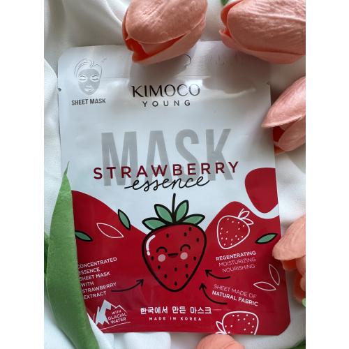 Kimoco Beauty Young, Strawberry Essence Mask (Regenerująca maska w płachcie z ekstraktem z truskawki i wodą lodowcową) - opinie | zdjęcie do recenzji od Ewelkaaa35 - 1
