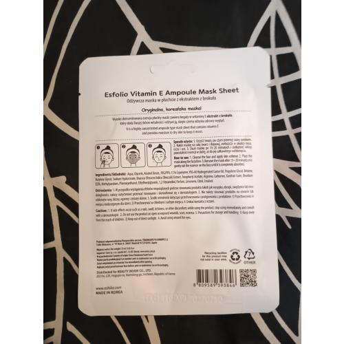 Esfolio Vitamin E, Ampoule Mask Sheet (Odżywcza maseczka w płachcie z  ekstraktem z brokuła) - opinie | zdjęcie do recenzji od Owocowysad - 3