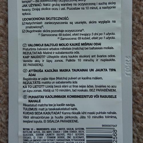 Garnier Skin Active, Purifying, Matcha + Kaolin Mask (Oczyszczająca maseczka z glinką do skóry tłustej i mieszanej) - opinie | zdjęcie do recenzji od Adashi - 3