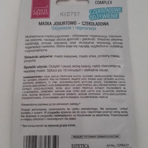 Czyste Piękno Choco Mask Deep Regeneration Complex (Maseczka do twarzy `Czekoladowe odżywienie`) - opinie | zdjęcie do recenzji od Hotaru90 - 1