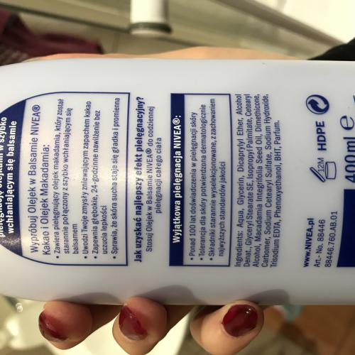 Nivea Olejek w balsamie 'Kakao i olejek makadamia' - opinie | zdjęcie do recenzji od ILilith