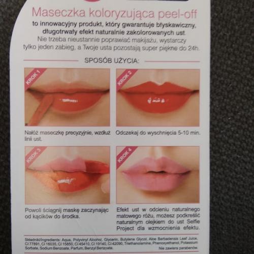 Selfie Project Lip Tatoo, Koloryzująca maseczka peel-off do ust - opinie | zdjęcie do recenzji od MoniaPasi - 3
